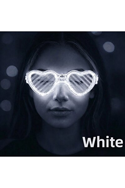 lowell home White Led Lighted Heart Glasses – 3 Modes