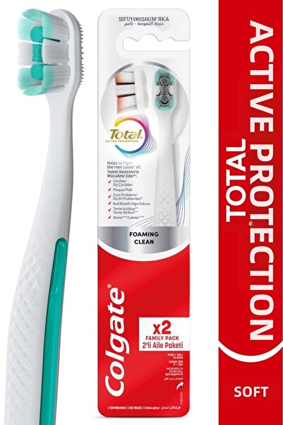 Colgate 2 قطعة فرشاة أسنان ناعمة توتال فومينج كلين 1+1