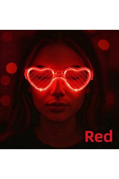 lowell home Red Led Lighted Heart Glasses – 3 Modes