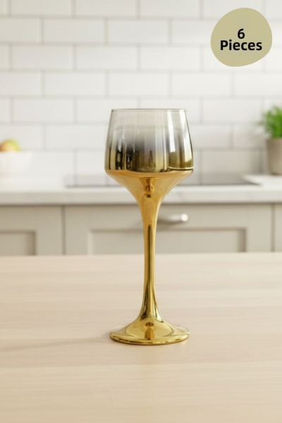 rova tr Lal Titanium Coated 6-Piece Luxury Coffee Side Water Glass - 80 Cc