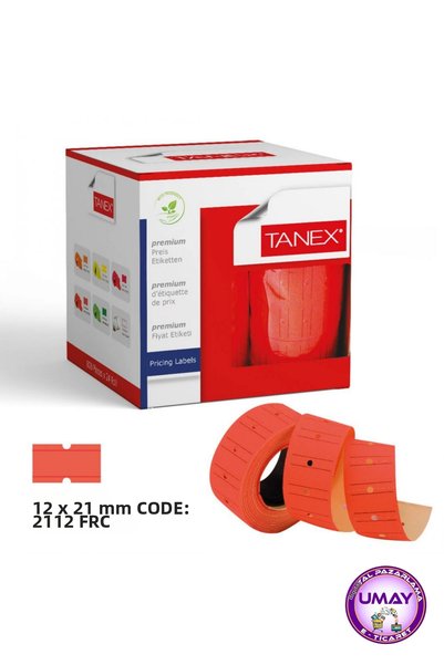 Tanex 6 bucăți etichete de preț cu dungi roșii 12×21 mm |   1 rolă 800 de bucăți |   Etichetă adezivă (6x800=4800)