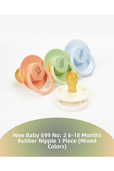 Wee Baby 699 No: 2 6-18 Months Rubber Tip Pacifier 1 Piece (Mixed Colors)