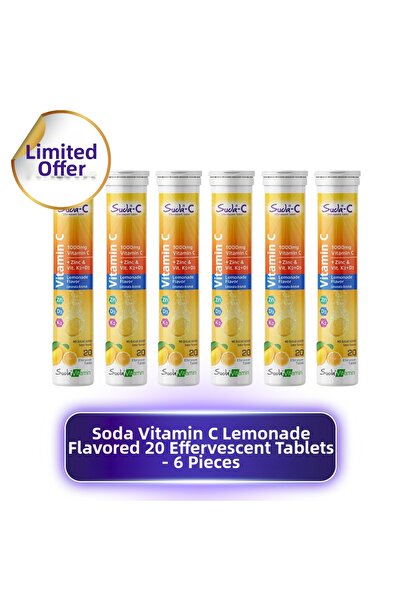 suda 20 قرص فوار بنكهة الليمون مع فيتامين سي - 6 قطع