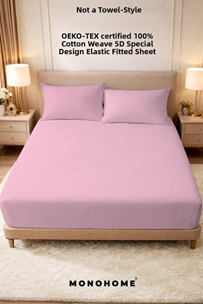MonoHome Pink 57 Wire Oeko-tex® Elastic Sheet - 100% Cotton, Made from Duvet ...