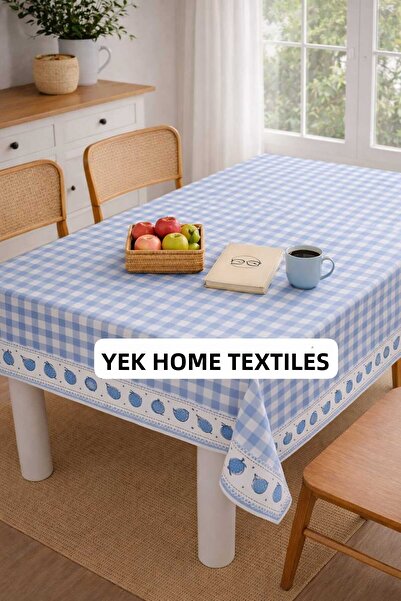 YEK HOME TEKSTİL New Pattern Lined Erasable Hygienic Square Plaid Border Patt...