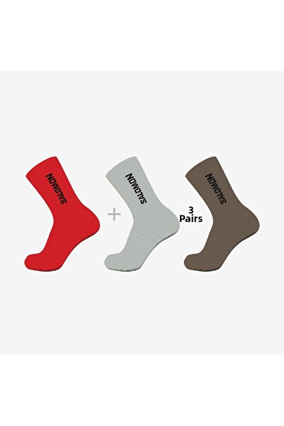 Salomon Everyday Crew Pachet de 3 3 bucăți - șosete unisex roșu-gri-maro