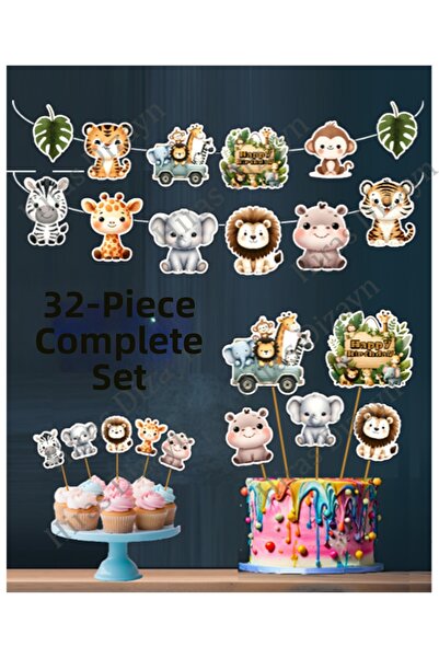 abjad Kuromi54 32 قطعة حيوانات سفاري تحت عنوان مجموعة عملاقة زينة عيد الميلاد...