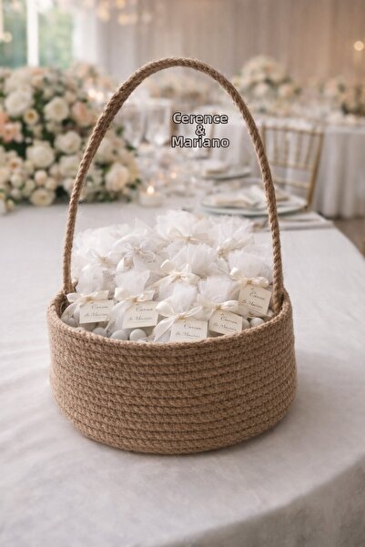 ÖRGÜM Decorative Basket Wedding Basket Multi-Purpose Basket 15X7 cm