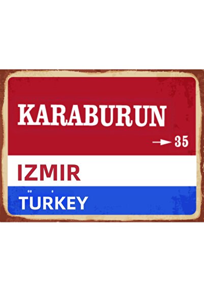 BiveSa Semn stradal retro din lemn, județul Karaburun, provincia Izmir