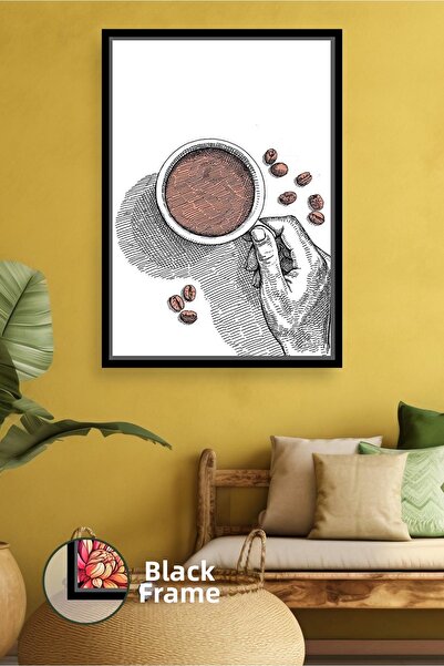 KOSS Dijital Pictură pe pânză înrămată cu ceașcă de cafea cu desen manual min...