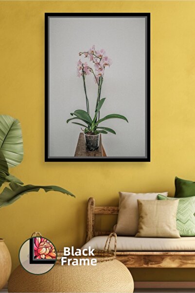 KOSS Dijital Розова орхидея в саксия с мотив на картина в рамка за модерна вс...