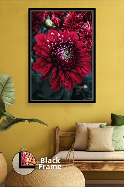 KOSS Dijital Pictură decorativă elegantă cu flori de crizantemă burgundă, pic...