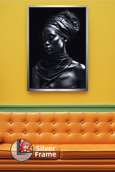KOSS Dijital Portret de femeie africană în tonuri de negru, decor de perete, ...