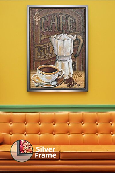 KOSS Dijital Tablou de pânză înrămat cu tematică boemă vintage, cafea, decor ...