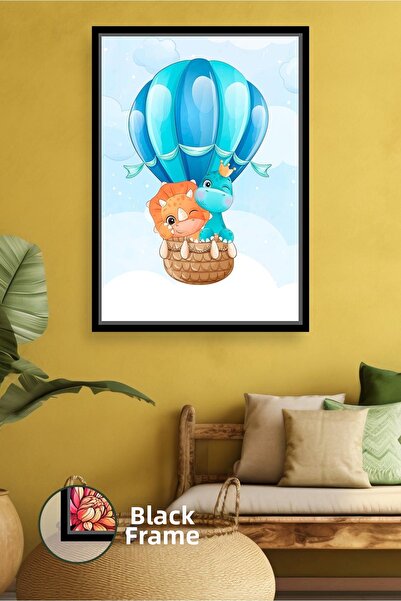 KOSS Dijital Tablou de pânză cu cadru, cu tematică de zbor cu dinozauri drăgu...