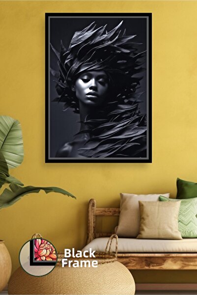 KOSS Dijital Πίνακας σε καμβά με μαύρα φύλλα με λεπτομέρειες για διακόσμηση τ...