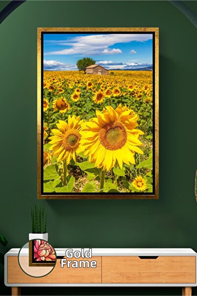 KOSS Dijital Pictură pe pânză cu peisaj de câmp de floarea soarelui, natură c...