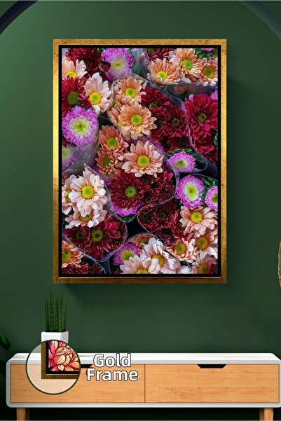 KOSS Dijital Tablou decorativ cu model de flori de crizantemă colorată, tablo...