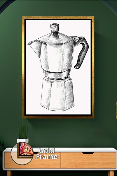 KOSS Dijital Διακόσμηση τοίχου με θέμα τον καφέ με μαύρο και άσπρο σχέδιο με ...