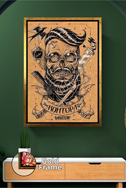 KOSS Dijital Pictură pe pânză înrămată, cu pieptene, cuțit, craniu cu barbă, ...