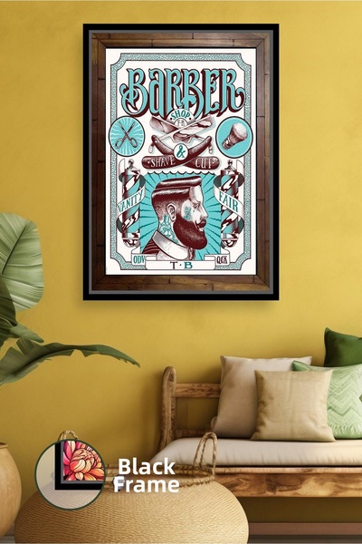 KOSS Dijital Decor de perete clasic cu portret de frizerie, concept de design...