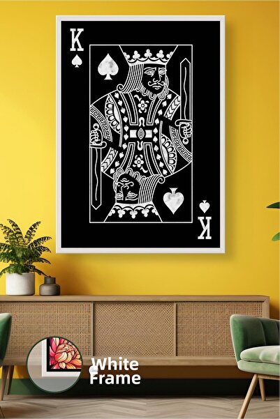 KOSS Dijital Figurină de cărți de joc alb-negru, cărămidă, rege, design clasi...