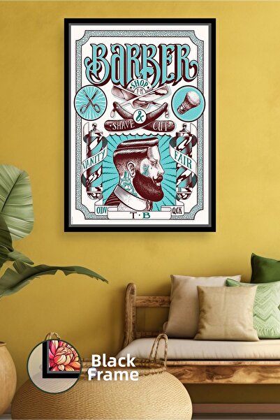 KOSS Dijital Portret de bărbat cu barbă din frizerie Decor de perete Frizer p...