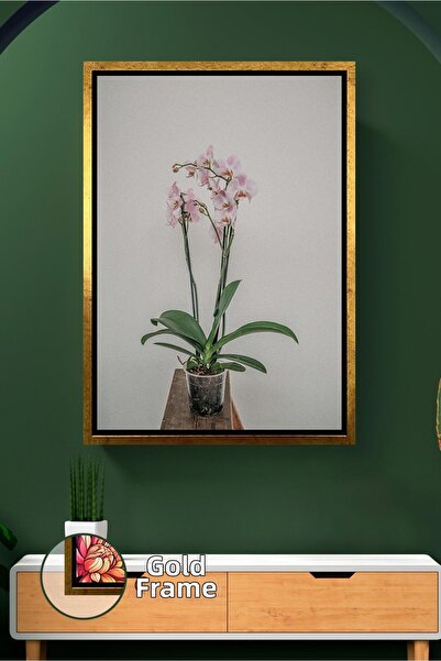 KOSS Dijital Розова орхидея в саксия с мотив на картина в рамка за модерна вс...