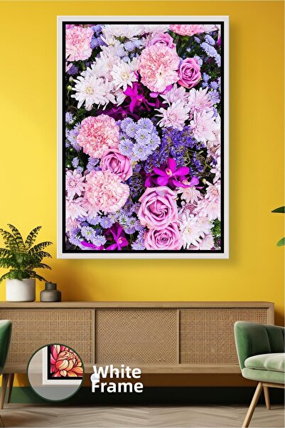 KOSS Dijital Ροζ μωβ ζωγραφική τοίχου με λουλούδια Πολύχρωμο μοτίβο λουλουδιώ...