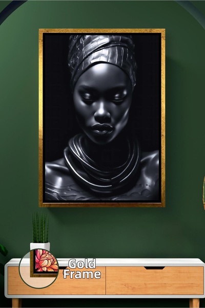 KOSS Dijital Portret de femeie africană neagră, pictură decorativă minimalist...