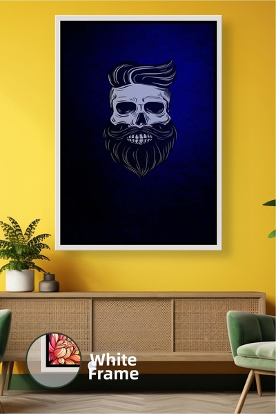 KOSS Dijital Tablou de pânză înrămat cu design de perete minimal cu craniu cu...