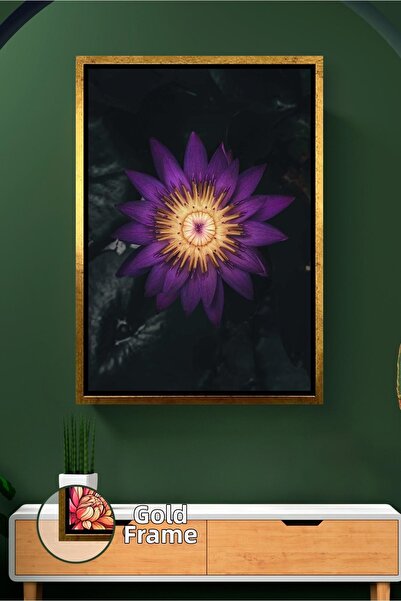 KOSS Dijital Floare de lotus violet Fundal închis Decor elegant de perete Pic...