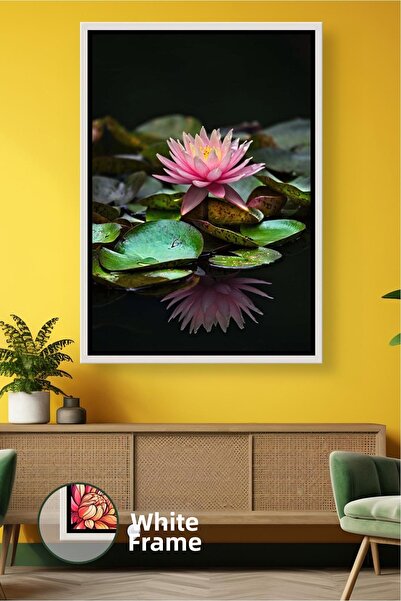 KOSS Dijital Floare de lotus, reflectare, fundal închis, decor de perete pent...