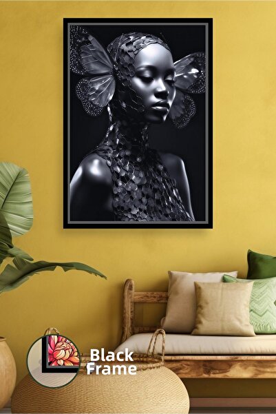 KOSS Dijital Μαύρη πεταλούδα με λεπτομέρειες Γυναικείο πορτρέτο Καλλιτεχνική ...