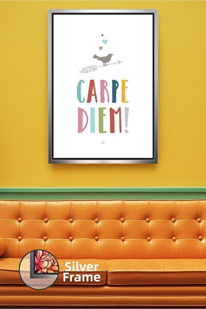 KOSS Dijital Pictură pe pânză înrămată cu text Carpe Diem Decor de perete col...