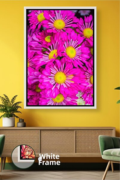 KOSS Dijital Tablou decorativ cu flori de margaretă fucsia, cu tematică flora...