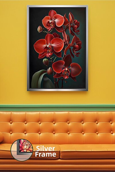 KOSS Dijital Floare de orhidee roșie, decor modern uimitor de perete, imagine...