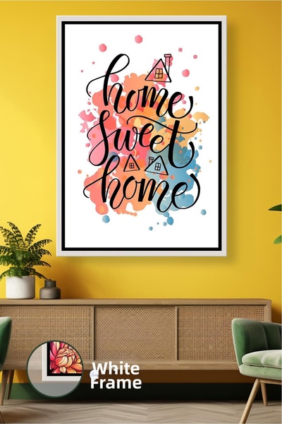 KOSS Dijital Home Sweet Home Ζωγραφισμένο σε καμβά με κορνίζα, πολύχρωμη διακ...