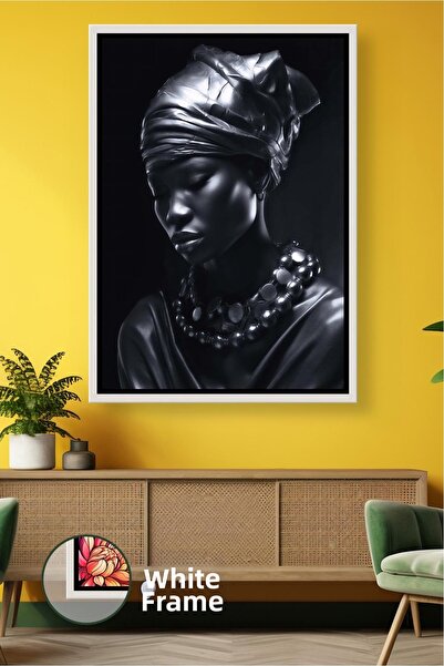 KOSS Dijital Portret de femeie cu detaliu de colier negru, decor de perete, p...