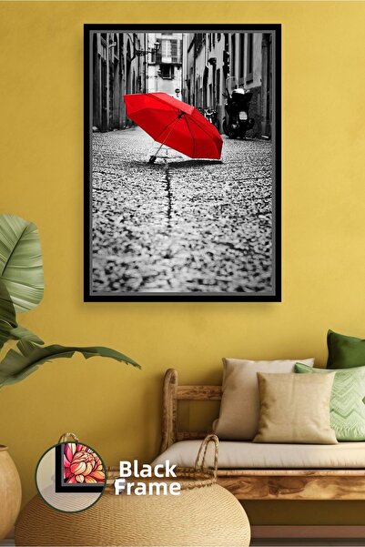 KOSS Dijital Pictură pe pânză înrămată cu o scenă dramatică de oraș în alb-ne...