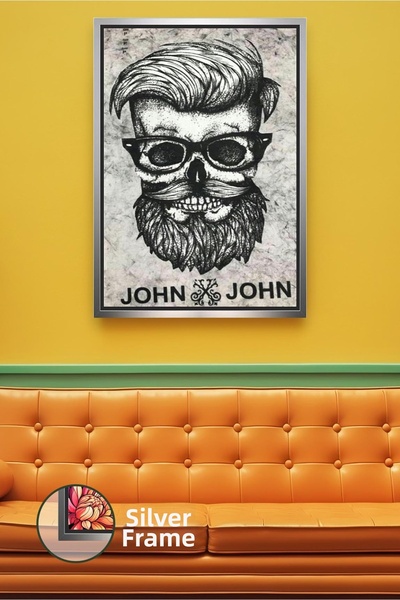 KOSS Dijital Pictură pe pânză înrămată cu craniu masculin cu barbă, decor mas...