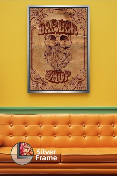 KOSS Dijital Εκτύπωση σε καμβά με ρετρό ανδρικό κρανίο με γένια με κείμενο Ba...
