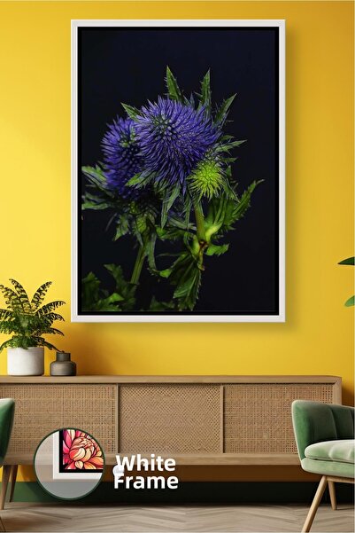 KOSS Dijital Ботанична картина „Синя трънка“ в рамка, в модерен минималистиче...