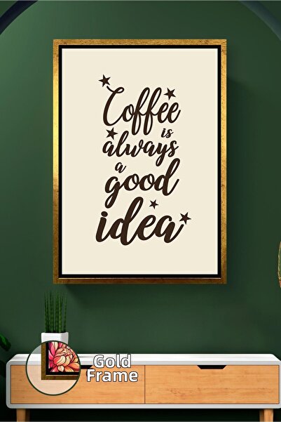 KOSS Dijital Pictură pe pânză înrămată, în stil boho, cu cuvinte, cafea, deco...