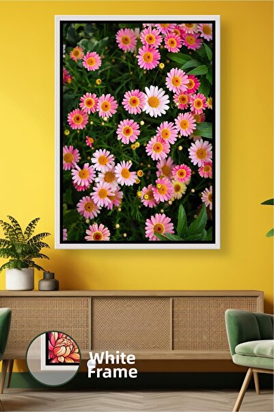 KOSS Dijital Tablou decorativ cu model de flori de margaretă roz Tablou de pâ...