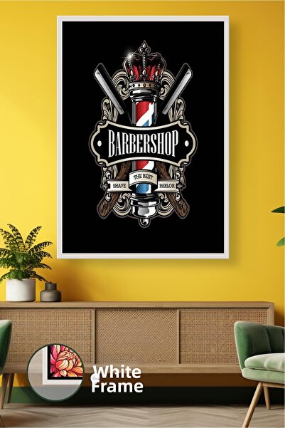 KOSS Dijital Pictură pe pânză cu cadru detaliat, cu emblemă de frizerie, cu u...