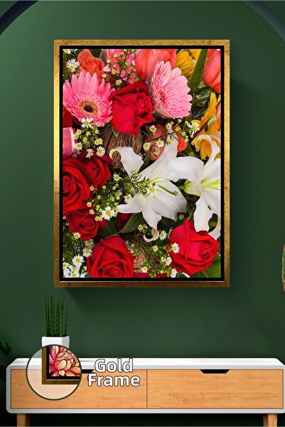 KOSS Dijital Aranjament de flori de trandafir roșu, crin alb, pictură murală,...