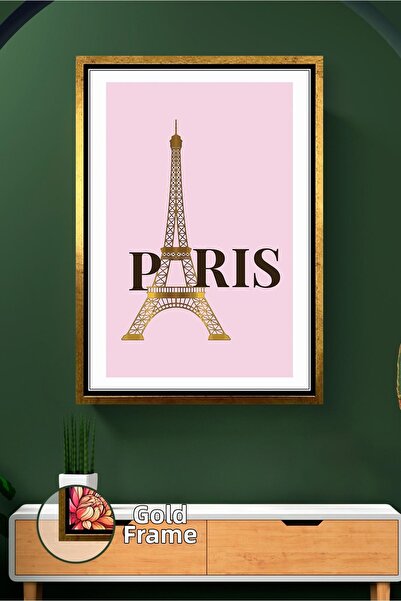 KOSS Dijital Turnul Eiffel scris în Paris, pe fundal roz, pictură pe pânză în...