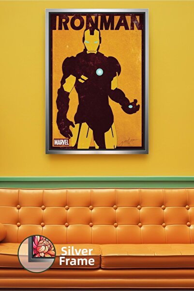 KOSS Dijital Pictură de perete Iron Man Marvel, pictură pe pânză cu cadru neg...