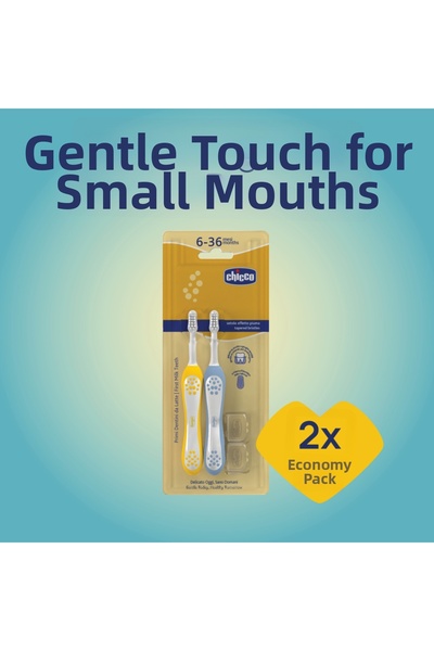 Chicco 2'Lİ DİŞ FIRÇASI 6-36 AY INDIGO MUSTARD